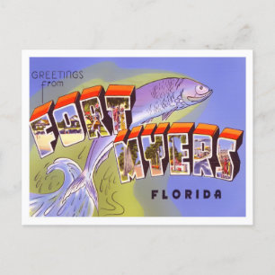 Fort Myers, Florida Vintage Große Buchstaben Postk Postkarte