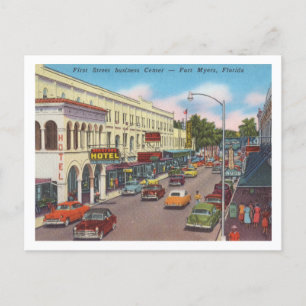 Fort Myers, Florida Vintage-Szene der First Street Postkarte