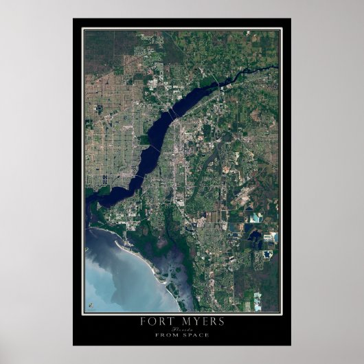 Fort Myers Florida von Space Satellite Map Poster (Vorne)