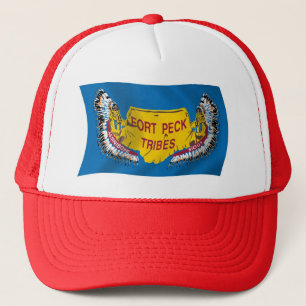 Fort Peck Assiniboine Flag Hat Truckerkappe