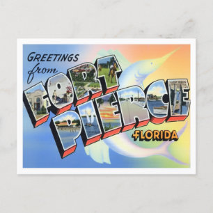 Fort Pierce, Florida Vintage Große Buchstaben Post Postkarte