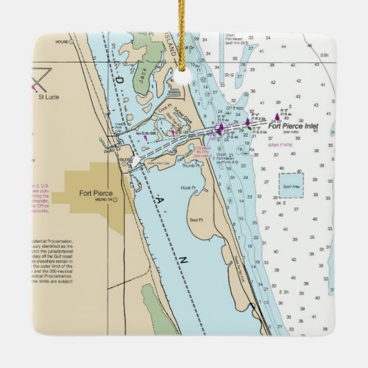 Fort Pierce Forida Chart Keramikornament (Rückseite)
