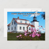 Fort Point Lighthouse, Maine Postcard Postkarte (Vorne/Hinten)