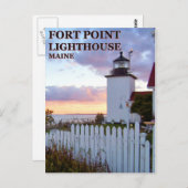 Fort Point Lighthouse, Maine Postcard Postkarte (Vorne/Hinten)