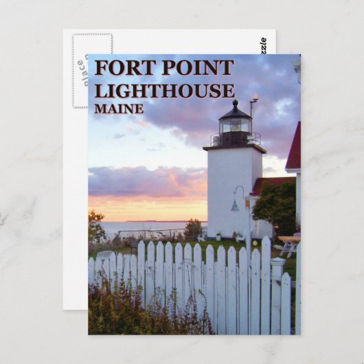 Fort Point Lighthouse, Maine Postcard Postkarte (Vorne/Hinten)