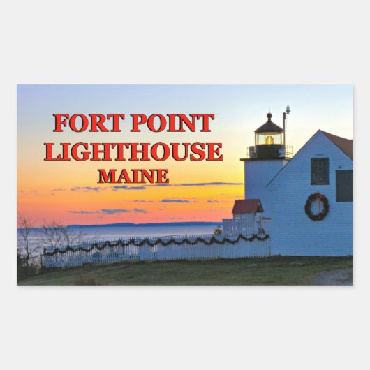 Fort Point Lighthouse, Maine Rechteckiger Aufkleber (Vorderseite)