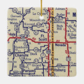 Fort Scott KS Vintag Map Keramikornament (Rückseite)