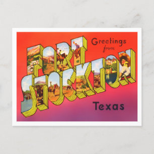 Fort Stockton, Texas Vintage Große Buchstaben Postkarte