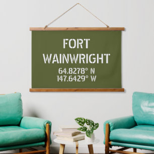 Fort Wainwright Latitude Länge Wandteppich Mit Holzrahmen