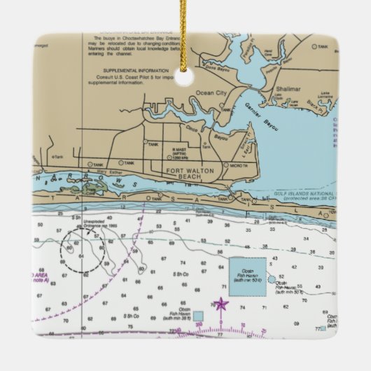 Fort Walton Beach Chart Keramikornament (Rückseite)
