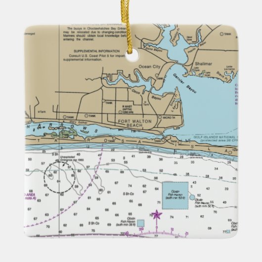 Fort Walton Beach Chart Keramikornament (Vorderseite)