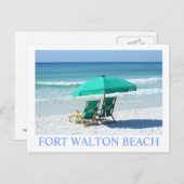 FORT WALTON BEACH, FL - Grüne Liegestühle Postkarte (Vorne/Hinten)