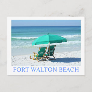 FORT WALTON BEACH, FL - Grüne Liegestühle Postkarte