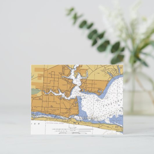 Fort Walton Beach, FL Nautical Chart Postkarte (Stehend Vorderseite)