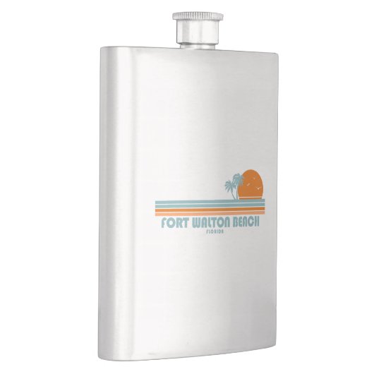 Fort Walton Beach Florida Sun Palm Trees Flachmann (Rechts)