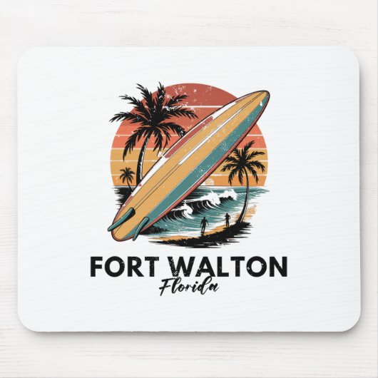 Fort Walton Beach Florida Surfbrett Strand Mousepad (Vorne)