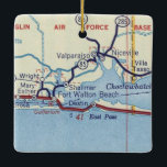 Fort Walton Beach Vintage Karte Keramikornament<br><div class="desc">Fort Walton Beach FL Weihnachtsschmuck mit Vintager Karte aus den 1950er Jahren,  vor den Autobahnen.</div>