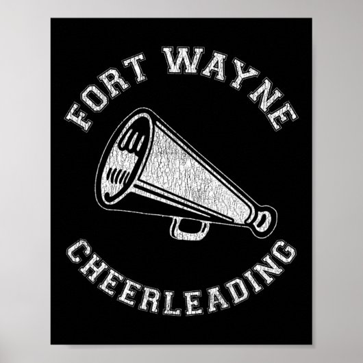 Fort Wayne Cheer Distressed Retro 90er Cheerleader Poster (Vorne)
