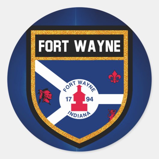 Fort Wayne Flag Runder Aufkleber (Vorderseite)