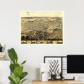 Fort Wayne, IN Panorama Karte - 1868 Poster (Heimbüro)