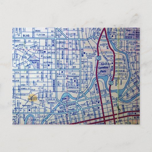 FORT WAYNE, IN Vintager Karte Postkarte (Vorderseite)