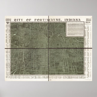 Fort Wayne Indiana 1907 Antique Panoramabalkarte Poster