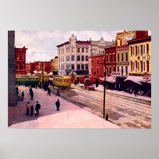 Fort Wayne, Indiana Calhoun und Main Street Poster (Vorne)