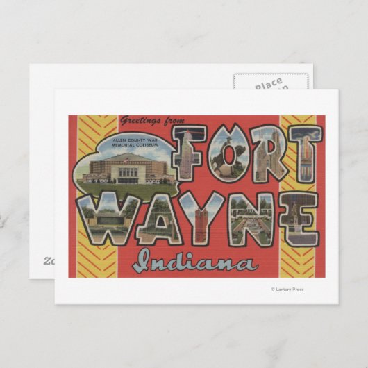 Fort Wayne, Indiana - Große Briefszenen Postkarte (Vorne/Hinten)