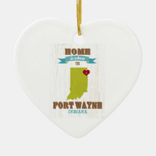 Fort Wayne, Indiana Karte - Zuhause ist wo das Keramikornament