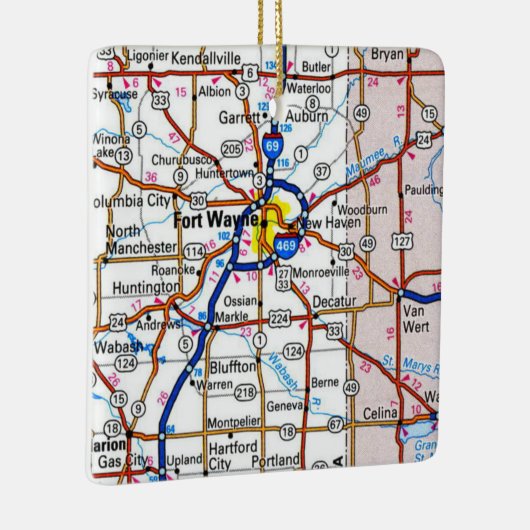 Fort Wayne Indiana Map Keramikornament (Rechts)
