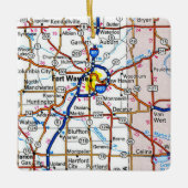 Fort Wayne Indiana Map Keramikornament (Vorderseite)