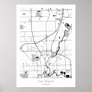 Fort Wayne Indiana Modern Minimal einfache Karte Poster