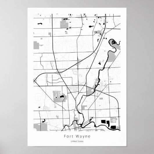 Fort Wayne Indiana Modern Minimal einfache Karte Poster (Vorne)