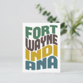 Fort Wayne Indiana Retro Wave Postkarte (Stehend Vorderseite)