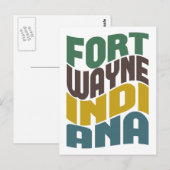 Fort Wayne Indiana Retro Wave Postkarte (Vorne/Hinten)