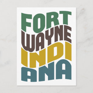 Fort Wayne Indiana Retro Wave Postkarte