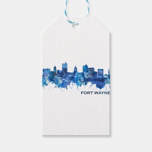 Fort Wayne Indiana Skyline Blue Geschenkanhänger (Vorderseite)