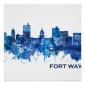 Fort Wayne Indiana Skyline Blue Poster (Vorderseite)