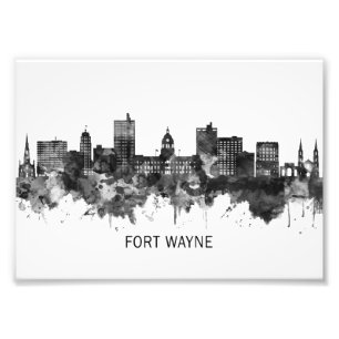 Fort Wayne Indiana Skyline BW Fotodruck