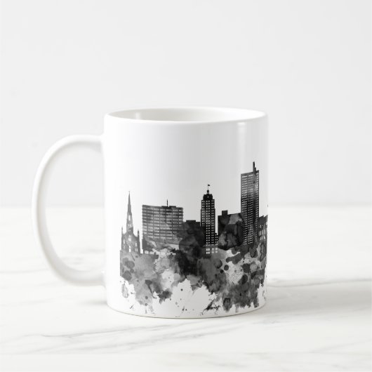 Fort Wayne Indiana Skyline BW Kaffeetasse (Links)