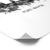 Fort Wayne Indiana Skyline BW Poster (Ecke)