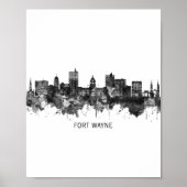 Fort Wayne Indiana Skyline BW Poster (Vorne)