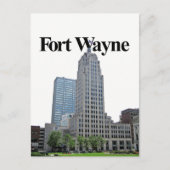 Fort Wayne Indiana Skyline w/Fort Wayne im Himmel Postkarte (Vorderseite)