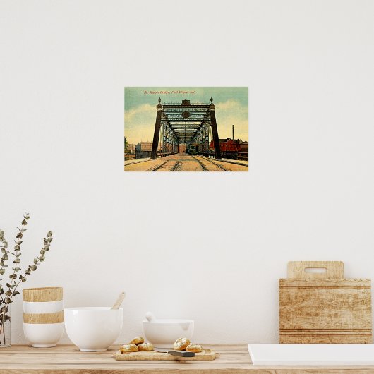 Fort Wayne, Indiana St Marys Bridge 1910 Poster (Küche)