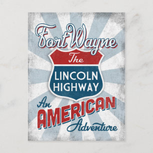 Fort Wayne Lincoln Highway Vintage Amerika Indiana Postkarte