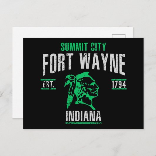 Fort Wayne Postkarte (Vorne/Hinten)