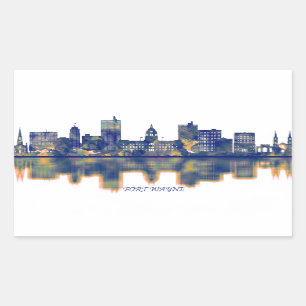 Fort Wayne Skyline Rechteckiger Aufkleber