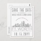 Fort Wort Wedding | Stilisierte Skyline Save the D Postkarte (Vorne/Hinten)