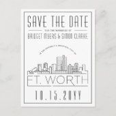 Fort Wort Wedding | Stilisierte Skyline Save the D Postkarte (Vorderseite)