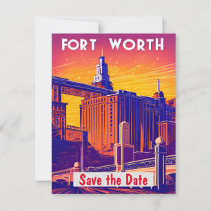 Fort Worth Bridge Rosa Hochzeits-Einladung Save The Date